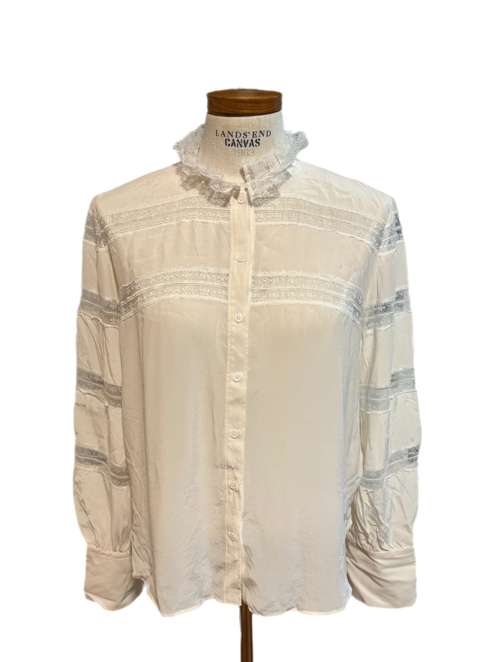 Sandro Paris Silk and Lace button up Blouse